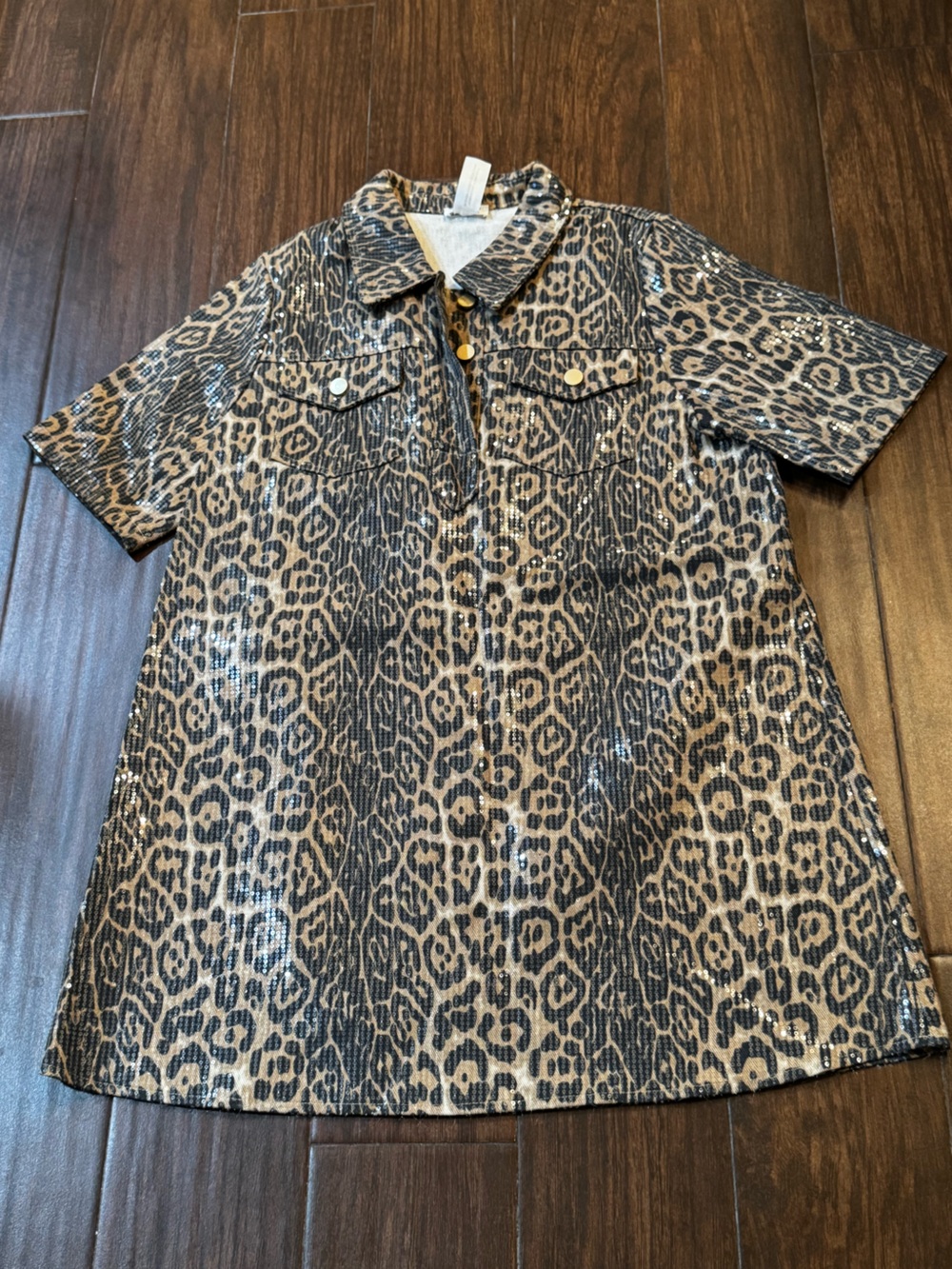 TCEC Leopard Sequin Mini Dress - Brown & Black